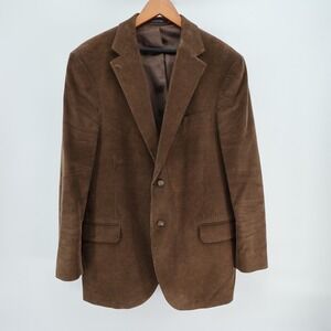 Lands End Mens Brown Corduroy Blazer Jacket Size 44R Regular Fit Coat